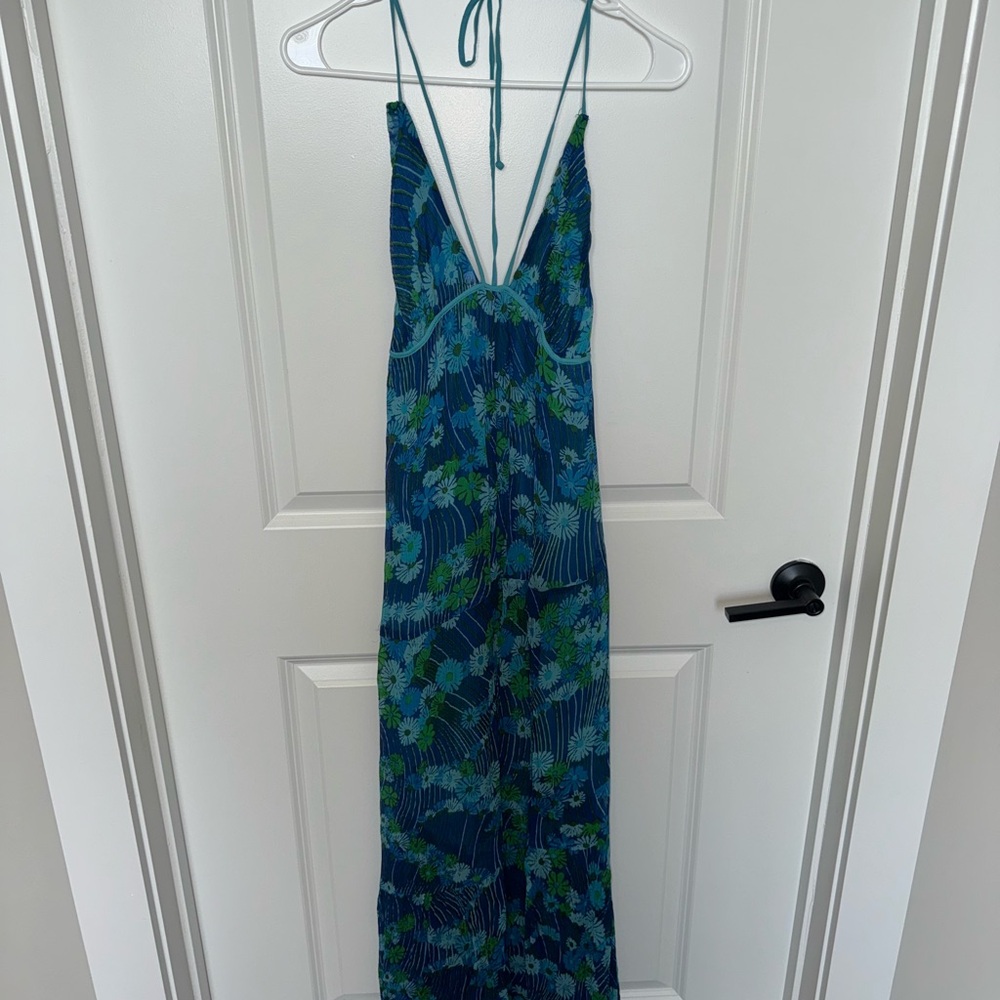 Urban Outfitters Blue and Green Patterned Dress